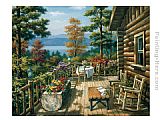 Sung Kim Canvas Paintings - Log Cabin Porch